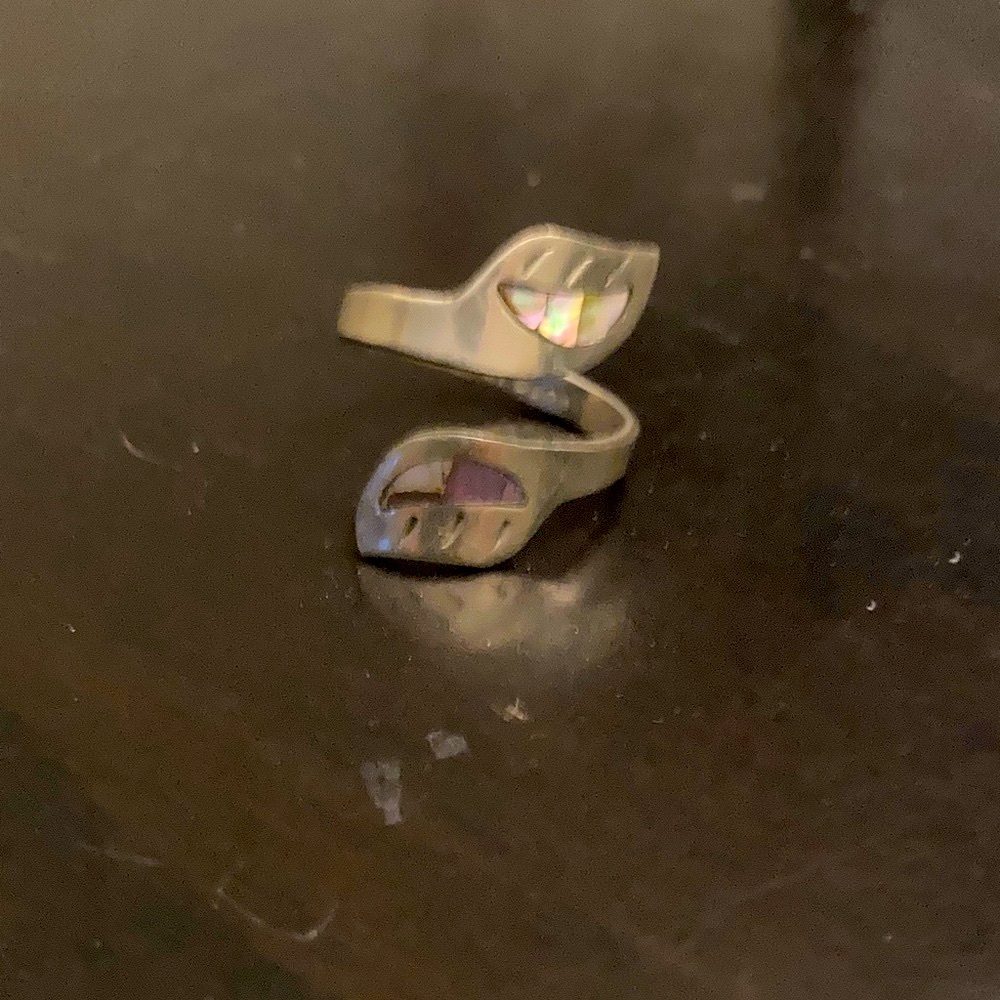 Silver Leaf Design Adjustable Ring